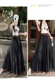 Real Shot Cotton and Linen Cake Skirt Women's Summer 2025 New Korean Version A-Line Skirt High Waist Long Skirt Belt - Charcoal Black