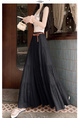 Real Shot Cotton and Linen Cake Skirt Women's Summer 2025 New Korean Version A-Line Skirt High Waist Long Skirt Belt - Charcoal Black