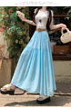 Real Shot Cotton and Linen Skirt for Women in Summer 2025 New Korean Style Pocket Cake Skirt Mid-Length Swing Skirt - Sky Blue