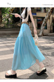 Real Shot Cotton and Linen Skirt for Women in Summer 2025 New Korean Style Pocket Cake Skirt Mid-Length Swing Skirt - Sky Blue