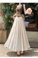 Real Shot Cotton and Linen Skirt for Women in Summer 2025 New Korean Style Pocket Cake Skirt Mid-Length Swing Skirt - Cream White