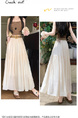 Real Shot Cotton and Linen Skirt for Women in Summer 2025 New Korean Style Pocket Cake Skirt Mid-Length Swing Skirt - Cream White