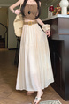 Real Shot Cotton and Linen Skirt for Women in Summer 2025 New Korean Style Pocket Cake Skirt Mid-Length Swing Skirt - Cream White