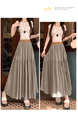 Real Shot Cotton and Linen Skirt for Women in Summer 2025 New Korean Style Pocket Cake Skirt Mid-Length Swing Skirt - Beige