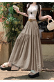 Real Shot Cotton and Linen Skirt for Women in Summer 2025 New Korean Style Pocket Cake Skirt Mid-Length Swing Skirt - Beige