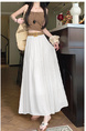 Real Shot Cotton and Linen Skirt for Women in Summer 2025 New Korean Style Pocket Cake Skirt Mid-Length Swing Skirt - White