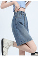 Real Shot of Blue Jeans Women's 2024 Spring New All-Match Shorts Elastic Waist Fashionable A-Line Pants Trend - Light Blue