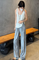 Real Shot of the New 2025 Summer Tie-Dyed Tencel Linen Wide-Leg Pants for Women in Blue and Grey