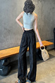 Real Shot of the New 2025 Summer Tie-Dyed Tencel Linen Wide-Leg Pants for Women in Black with Subtle Stripes