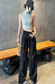 Real Shot of the New 2025 Summer Tie-Dyed Tencel Linen Wide-Leg Pants for Women in Black with Subtle Stripes