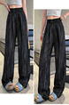 Real Shot of the New 2025 Summer Tie-Dyed Tencel Linen Wide-Leg Pants for Women in Black with Subtle Stripes