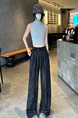 Real Shot of the New 2025 Summer Tie-Dyed Tencel Linen Wide-Leg Pants for Women in Black with Subtle Stripes