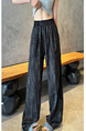 Real Shot of the New 2025 Summer Tie-Dyed Tencel Linen Wide-Leg Pants for Women in Black with Subtle Stripes