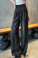 Real Shot of the New 2025 Summer Tie-Dyed Tencel Linen Wide-Leg Pants for Women in Black with Subtle Stripes