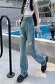 Retro Ripped Jeans for Women in Light Blue