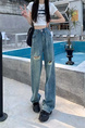 Retro Ripped Jeans for Women in Light Blue