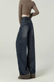 merican Retro Leopard Print Hem Jeans for Women in Dark Wash