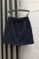 Korean Elastic Waist Drawstring Knitted Skirt Pants Women's Fashionable Foreign Style Fake Two-Piece A-Line Sports Wide-Leg in Navy Blue