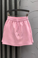 Korean Elastic Waist Drawstring Knitted Skirt Pants Women's Fashionable Foreign Style Fake Two-Piece A-Line Sports Wide-Leg in Pink