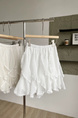 Korean Style Ruffled Lace Irregular Skirt Female Summer New High Waist Slim A-Line Cake Skirt in White