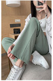 Pocket Ice Silk Wide-Leg Pants for Women 2025 Summer Thin High Waist Slim Drape Loose Straight Casual Pants in Green