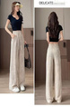 New Chinese Style Wide-Leg Pants Women's Summer Drape High Waist Straight Slim Loose Casual Fashion Mopping Pants in Beige