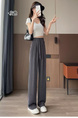 New Chinese Style Wide-Leg Pants Women's Summer Drape High Waist Straight Slim Loose Casual Fashion Mopping Pants in Gray