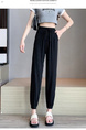 New 2025 Summer Ice Silk Sports Pants Women Loose Slim Small Size Drawstring Pants Fashionable and Versatile Bloomers in Black