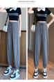New 2025 Summer Ice Silk Sports Pants Women Loose Slim Small Size Drawstring Pants Fashionable and Versatile Bloomers in Dark Gray