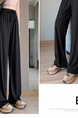 Pocket Ice Silk Wide-Leg Pants for Women 2025 Summer - New Thin High Waist Slim Drape Loose Straight Casual Pants in Black