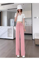 Pocket Ice Silk Wide-Leg Pants for Women 2025 Summer - New Thin High Waist Slim Drape Loose Straight Casual Pants in Pink