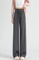 Pocket Ice Silk Wide-Leg Pants for Women 2025 Summer - New Thin High Waist Slim Drape Loose Straight Casual Pants in Dark Gray