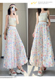 Real Shot of Colorful Flower Bud Wide-Leg Pants for Women in Summer Thin High Waist Drape Small Size Lantern Casual in White