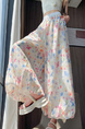 Real Shot of Colorful Flower Bud Wide-Leg Pants for Women in Summer Thin High Waist Drape Small Size Lantern Casual in White