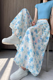 Real Shot of Colorful Flower Bud Wide-Leg Pants for Women in Summer Thin High Waist Drape Small Size Lantern Casual in Light Blue