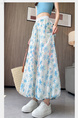 Real Shot of Colorful Flower Bud Wide-Leg Pants for Women in Summer Thin High Waist Drape Small Size Lantern Casual in Light Blue