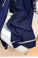 Real Shot High Waist Versatile Women's Wide-Leg Pants Summer Silk Cool Sense Loose Fit Slimming Casual Lace in Navy Blue