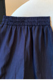Real Shot High Waist Versatile Women's Wide-Leg Pants Summer Silk Cool Sense Loose Fit Slimming Casual Lace in Navy Blue