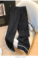 Real Shot High Waist Versatile Women's Wide-Leg Pants Summer Silk Cool Sense Loose Fit Slimming Casual Lace in Black