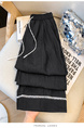 Real Shot High Waist Versatile Women's Wide-Leg Pants Summer Silk Cool Sense Loose Fit Slimming Casual Lace in Black
