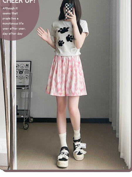 Korean Version of Yamamoto Shorts for Women 2025 Spring and Summer in Pink and White