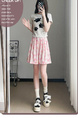 Korean Version of Yamamoto Shorts for Women 2025 Spring and Summer in Pink and White