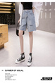 Real Shot of 2025 Large Size Denim Shorts for Women - Summer High Waist Loose Hong Kong Style Straight Tube Five-Point Wide-Leg Pants