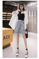 Real Shot of 2025 Large Size Denim Shorts for Women - Summer High Waist Loose Hong Kong Style Straight Tube Five-Point Wide-Leg Pants