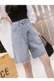 Real Shot of 2025 Large Size Denim Shorts for Women - Summer High Waist Loose Hong Kong Style Straight Tube Five-Point Wide-Leg Pants