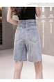 Real Shot of 2025 Large Size Denim Shorts for Women - Summer High Waist Loose Hong Kong Style Straight Tube Five-Point Wide-Leg Pants