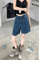 Real Shot and Real Price ~ Retro Washed Dark Blue Wide-Leg Denim Shorts for Women - New High Waist Loose A-Line All-Match