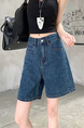 Real Shot and Real Price ~ Retro Washed Dark Blue Wide-Leg Denim Shorts for Women - New High Waist Loose A-Line All-Match