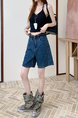 Real Shot and Real Price ~ Retro Washed Dark Blue Wide-Leg Denim Shorts for Women - New High Waist Loose A-Line All-Match