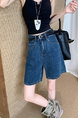 Real Shot and Real Price ~ Retro Washed Dark Blue Wide-Leg Denim Shorts for Women - New High Waist Loose A-Line All-Match